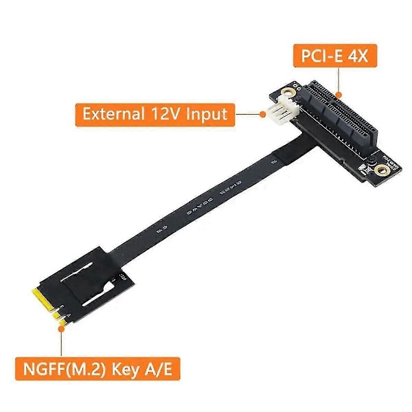 270 Graders M.2 NGFF Dubbelnyckel A-E till PCI-E 4X Adapter Konverteringskabel för PCI-E Testare Förlängare