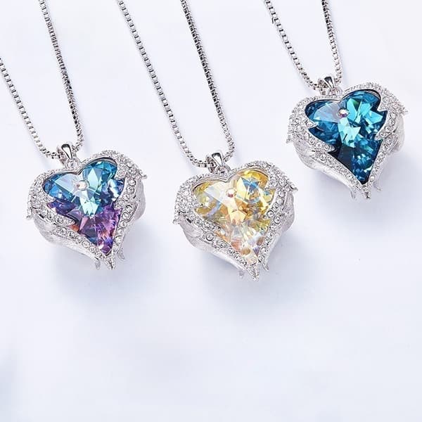 2025 Halskjede, 925 Sterling Sølv, Englehjerte blue