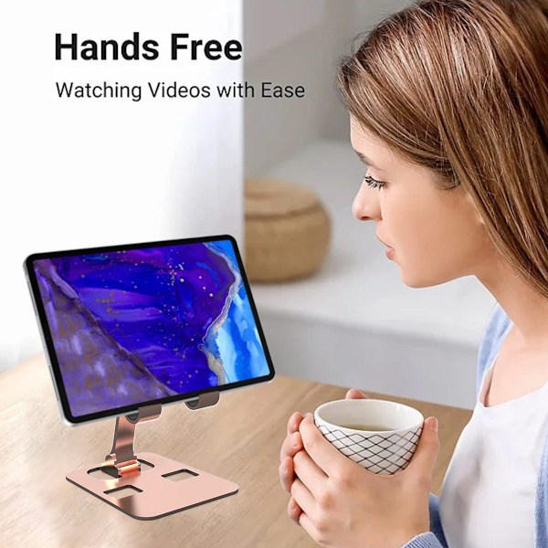 Tablet Holder til Skrivebord, Stabilt Tabletstativ, Sammenklappeligt og