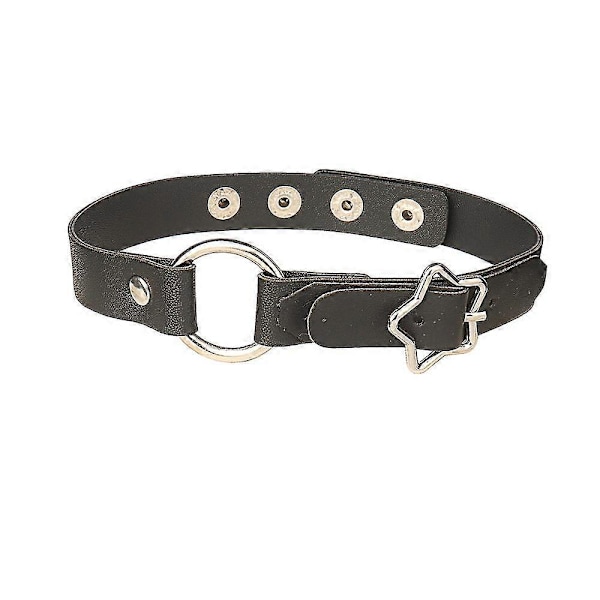 Sort stilful sød og cool ring hjerte spænde læder krave PU læder choker halskæde