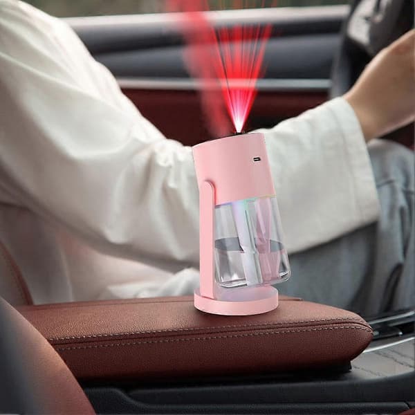 Mini luftfukter med nattlys - Bærbar USB-aromaterapidiffuser - Stjernehimmelprojeksjon pink