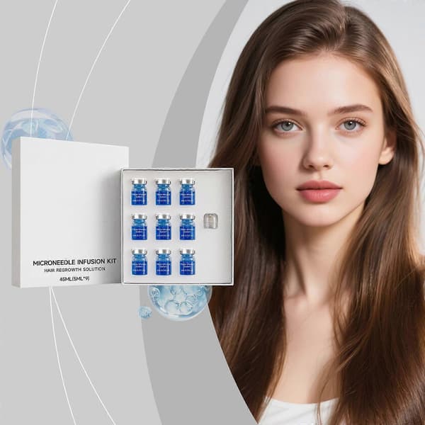Microneedle Infusion Hårserumsett, 9x5ml Hodebunnsbehandling med Rullehode 2pcs