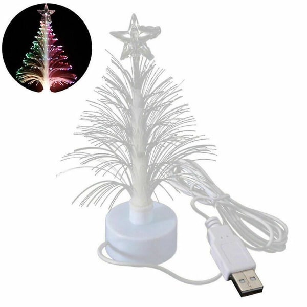 Mini USB Led Julgran Nattljus Färgskiftande fiberoptisk juldekor
