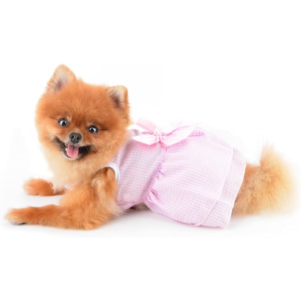 Söt Husdjursrosett Randig Prinsessklänning för Små Hundar Katter Kvinnor Valpar Sommarklänning Flerskiktskjol Yorkshire Terrier Chihuahua Sommarklänning, Rosa, XL