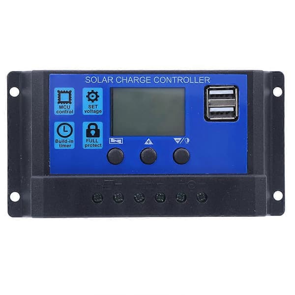 Solpanelregulator med LCD-display, batteriladdningskontroll, dubbla USB-utgångar, 12V/24V 20A YEMAA
