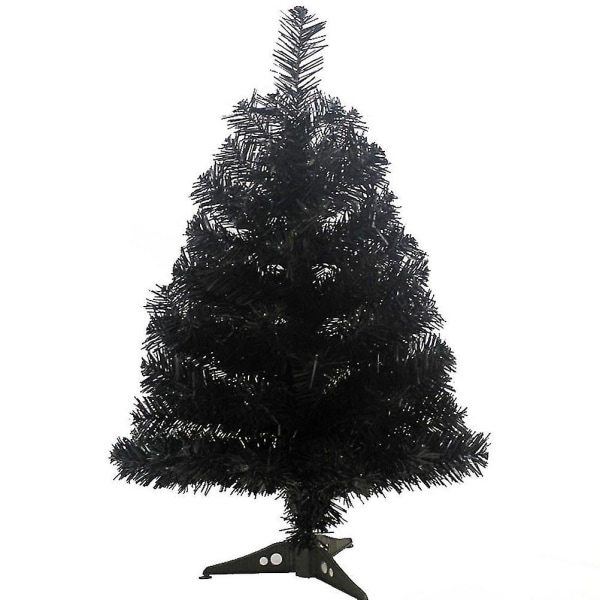 60 cm kunstigt juletræ med stativholder i plastik til julehjemmefest dekoration (sort)