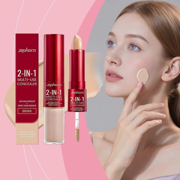 Hide Blurring Concealer - Cremet tekstur, dækker mørke rande og rynker, dobbelt formel (flydende spids og balm-stift), langtidsholdbar