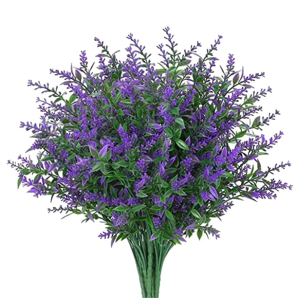 Konstgjorda lavendelblommor 12 buntar Fake Flowers No Fade Faux Plastic Plants