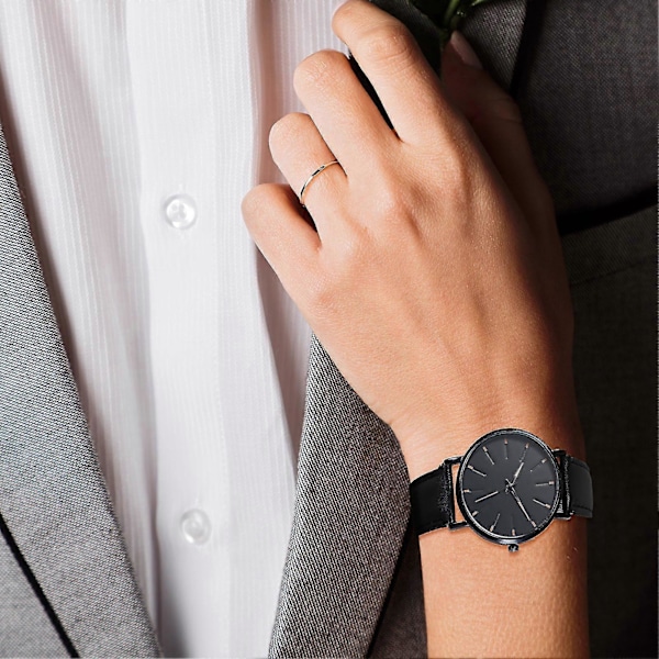 1 Sett Herre Klokke Armbåndsett Justerbar Kunstig Lærreim Nøyaktig Rundt Urskive Forretningsmann Casual Sport Kvarts Armbåndsur Mote Smykker Bursdag