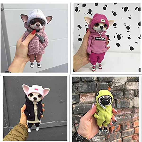 1~8 kpl Käsintehtyjä Nuken Hartsi Seisova Pennun Leikkieläimen Figuuri Chihuahua Sharpei Koira Söpö
