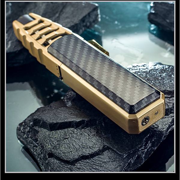 Turbine Torch Lighter Jet Flame Solar Beam Torch Jordens varmeste lommelykt Vindtett - Svart karbonfiber