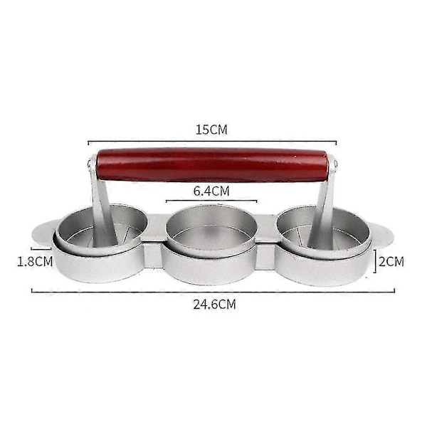Mini Hamburgerpresser, Non-Stick, 3 Sporer, Små Burgerkaker, Trippel Beef Burger Maker Mold Mac