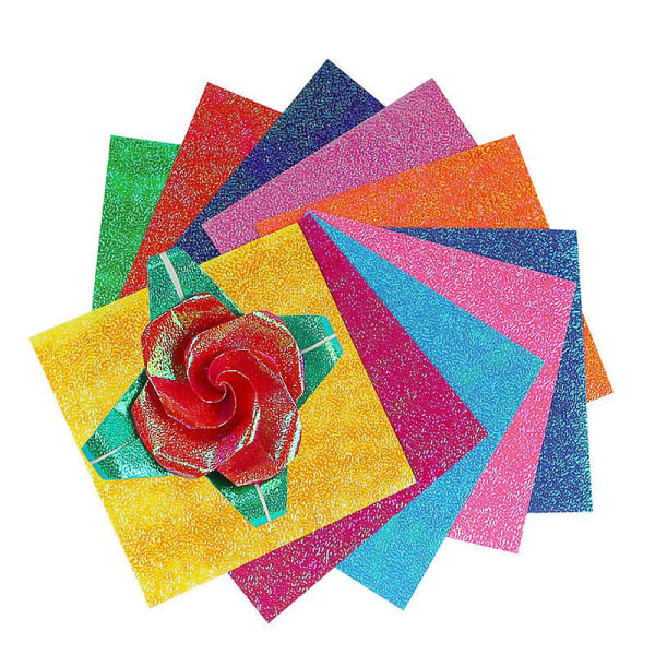 Glitter origamipapper, 50 ark färgat origami glittrande papper Premium Craft Origami, 25 X 25 cm
