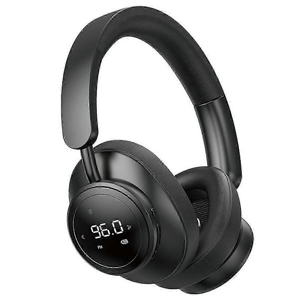 Langaton kuulokekuulokkeet mikrofonilla, taitettava, yli korvan, Bluetooth 5.3, tukee TF-korttia ja FM-radiota, musta