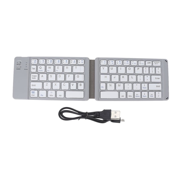 Sammenfoldeligt tastatur Bt3.0 Hurtigt indtastning Lydløst 120 mah batteri Kompakt størrelse Bred Kompatibilitet Mini trådløst tastatur, grå