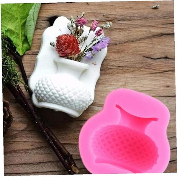 Kageform Blomster Vase Form Kreativ Silikonform DIY Dekoration 3D Fondant Kage Chokolade Form Håndlavet Ler Harpiks Håndværk Værktøjer Gave (pink1pc)