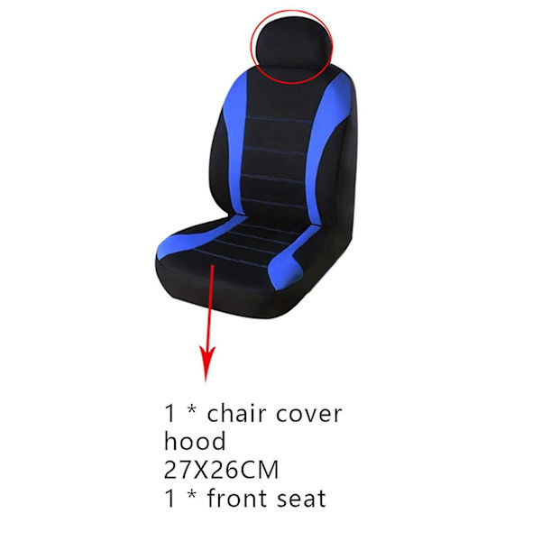 Främre bilskydd fram Airbag redo sport hink skydd, 4-delad uppsättning bilar skydd (svart + röd