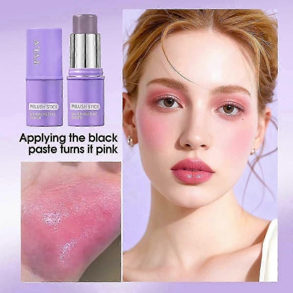 Farveskiftende Blush-stift, pH-aktiveret ansigtsblush, multifunktionel balm til kinder og læber, glødende kinder, kølende og nærende farvejusterende 3PCS