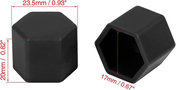 17mm Silikon Deksel for Hjulmuttere, Deksel for Nav, Sort, 20 stk