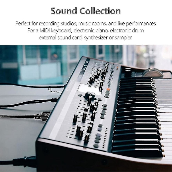 2-pakning 5-pin Din Midi-kabel, 3-fots hann til hann 5-pin Midi-kabel for Midi-keyboard, keyboard-synth