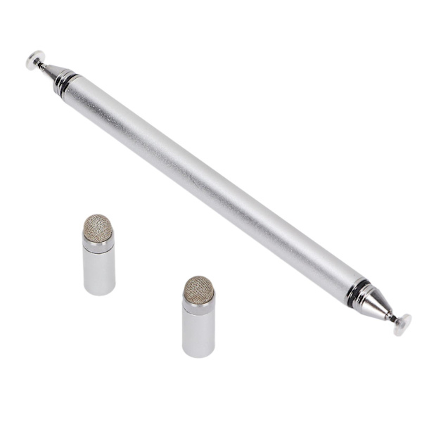 Stylus Pen 2 i 1 Høj Præcision Hurtig Respons Skærm Pen Med Beskyttelsesdækning Til Mobiltelefoner Tablets Notesblok Sølv