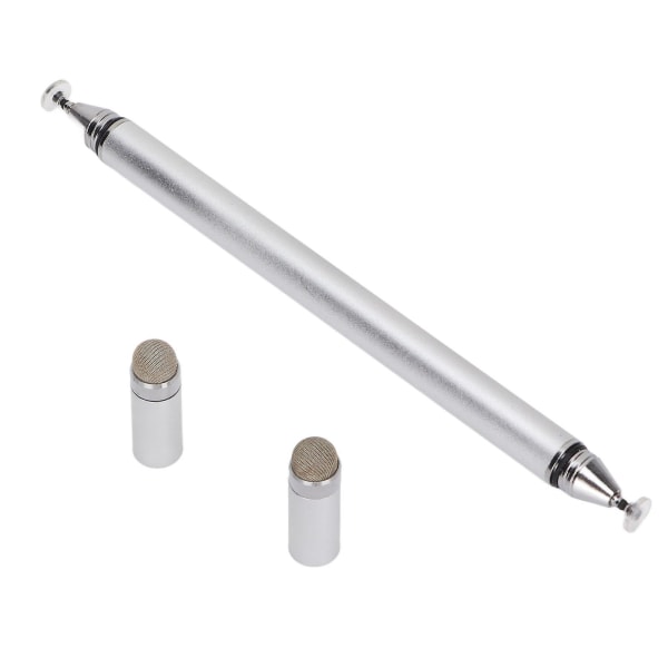 Stylus Pen 2 i 1 høy nøyaktighet, hurtigrespons skjermpenn med beskyttelsesdeksel for mobiltelefoner, nettbrett, notatblokk, sølv