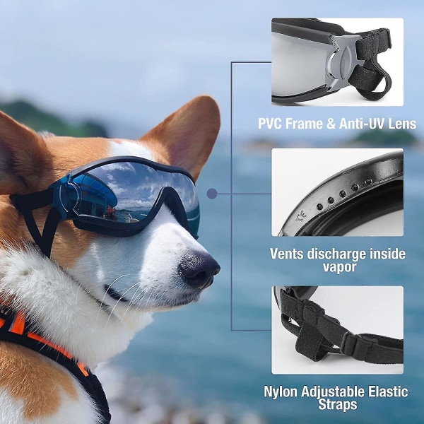 Hundglasögon Uv-skydd Vattentätt vindtätt ögonskydd för stora medelstora hundar