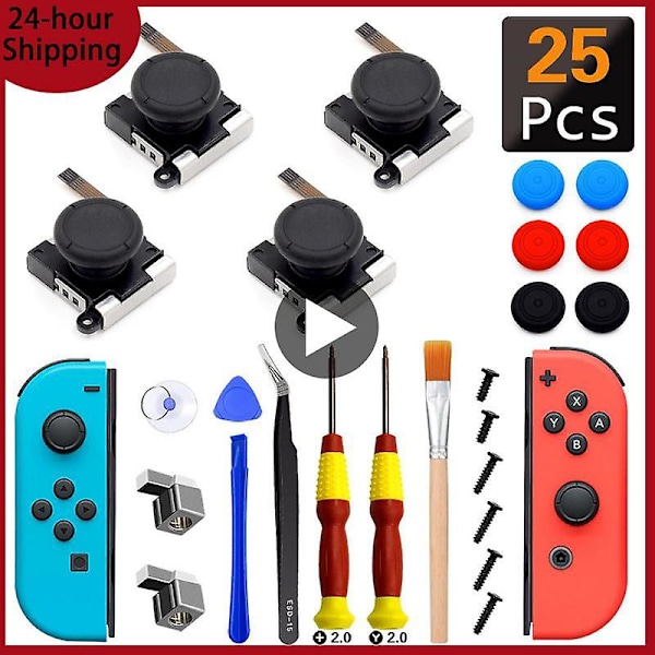 Reservedeler Joycon Joystick Tommelstikk Reparasjonssett for Nintendo Switch 3D Joystick Analog Sticks NS Lite Controller Reparasjonsverktøy