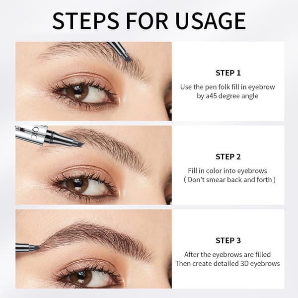 Vanntett Microblading Bryn blyant med doble presisjonstupper, smittefri rødbrun