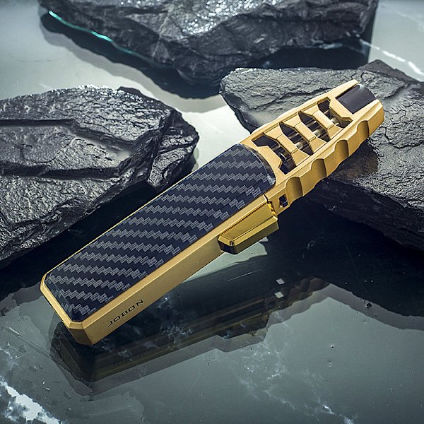 Turbine Torch Lighter Jet Flame Solar Beam Torch Jordens varmeste lommelykt Vindtett - Svart karbonfiber