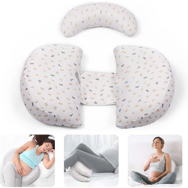 Graviditetspude, trappepude til gravide kvinder, med justerbare og aftagelige og vaskbare pudebetræk, støttepude til mave,