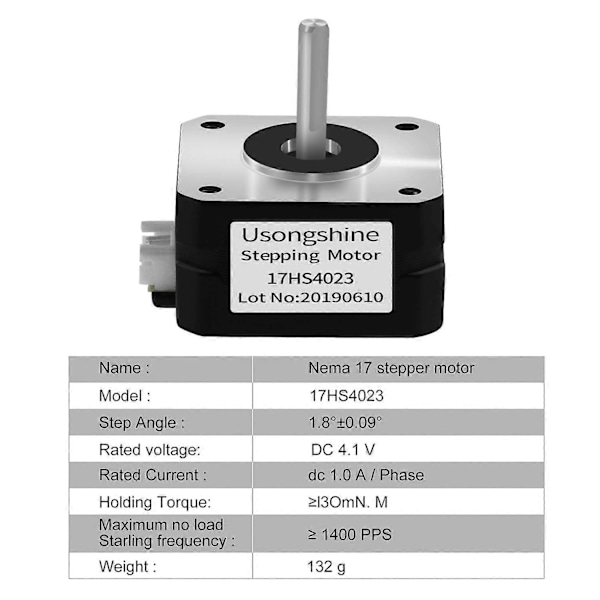 Nema 17 Steppermotor Bipolär Stepmotor för Extruder 3D-skrivare 4.1V 1A 13 (18.4Oz.In) 4 Ledningar med 1M Kabel