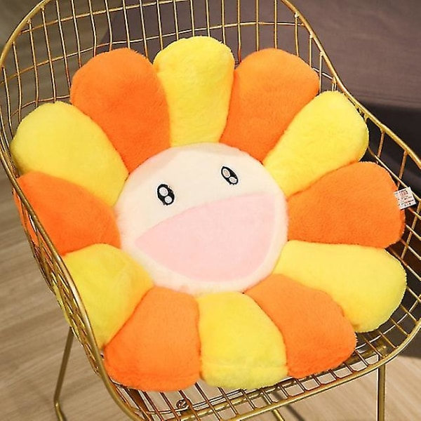 Söpö sateenkaarikukka Kawaii pehmo Smiley Face auringonkukka täytetty pehmolelu tuolin tyyny pidike tyyny kodin sisustus Auringonkukka 40cm