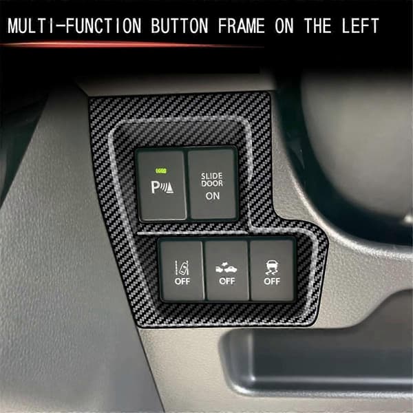Kolfiber Front Vänster Multifunktionsknapp Ram Panel Trim Ram Cover Dekal för Spacia 2017-2022 RHD