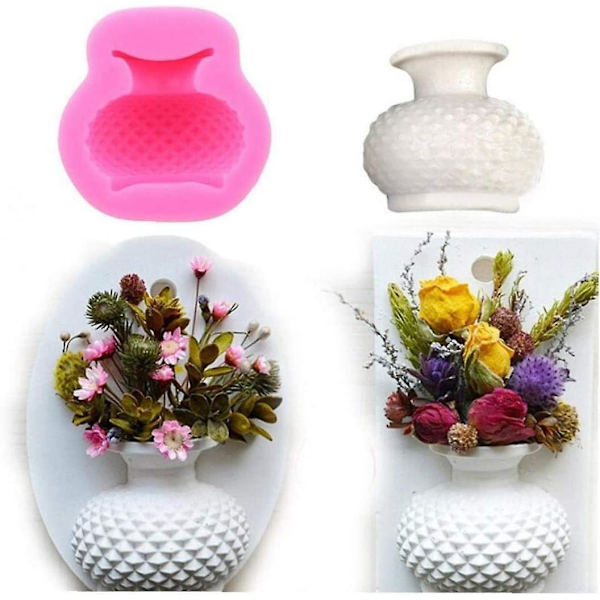 Kageform Blomster Vase Form Kreativ Silikonform DIY Dekoration 3D Fondant Kage Chokolade Form Håndlavet Ler Harpiks Håndværk Værktøjer Gave (pink1pc)