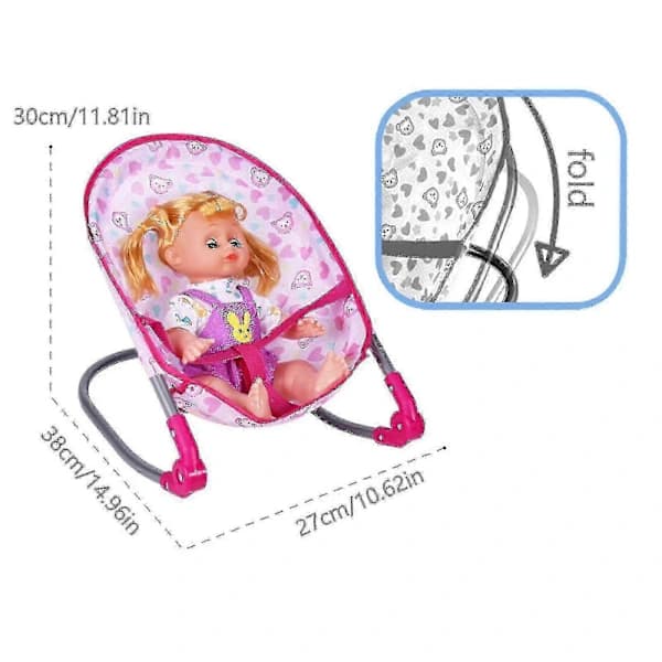 Babydocka Leksaksset: Gungstol + Liten Docka — Ny Presentutgåva Gungsits