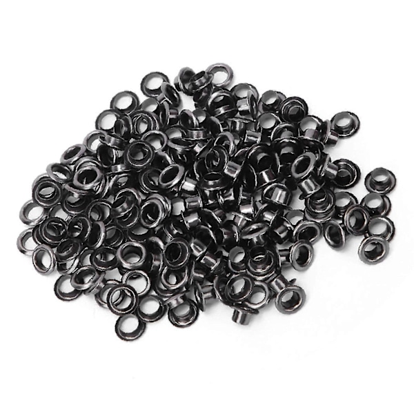 100 Set Mässingöglor Kläder Väska Tillbehör Dubbelsidig 4mm Ögla Grommet Kit Svart