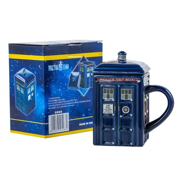 Doctor Who Tardis Muki Kahvi Teekuppi Police Box Keraaminen Muki Kannen kanssa Cover