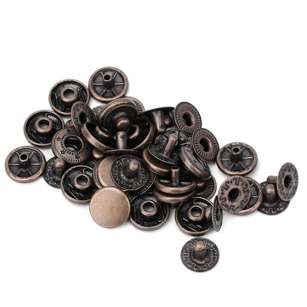 50 sett rene messingtrykknapper Runde knapper Klær Bagasje Dekor Tilbehør (10 mm bronse) YEMAA