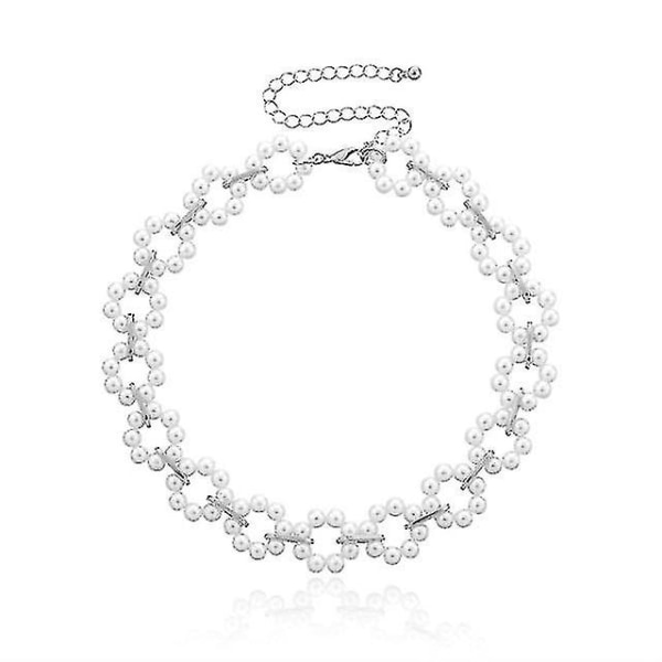 Trendiga Pärlor Kort Kragekedja Charm Love Circle Blommor Chokers Halsband För Kvinnor Söt Collier Mode Smycken Flickpresent