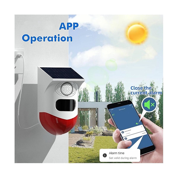 Graffiti Wifi Solalarm Utomhus Inbrottslarm Sol-IR-Detektor Ljud Ljus Sirenen Ct80Wr Re