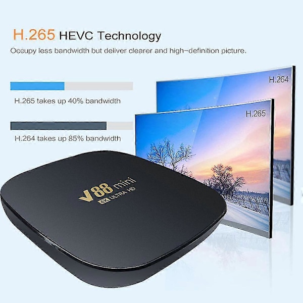 V88 Mini Smart TV Box Android 12 Allwinner H3 Quad Core 2,4 GHz Wifi 8K Set Top Box 8 GB + 128 GB Mediaafspiller