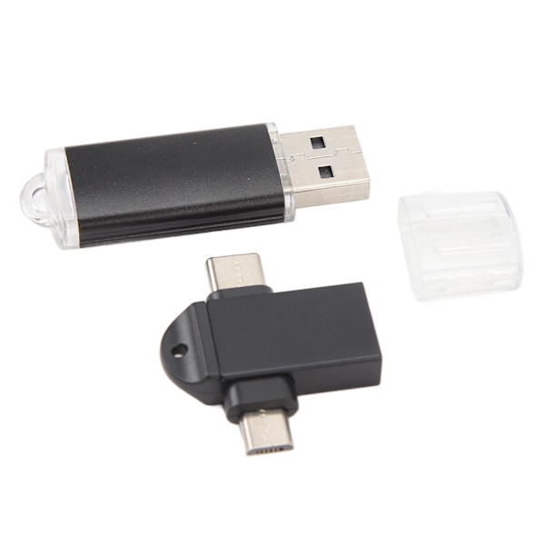 USB-muistitikku Kompakti Kannettava USB-muistitikku USB-liittimellä Type C- ja Micro USB -sovittimella Windows 98:lle OS X 9:lle Musta 128 Gt