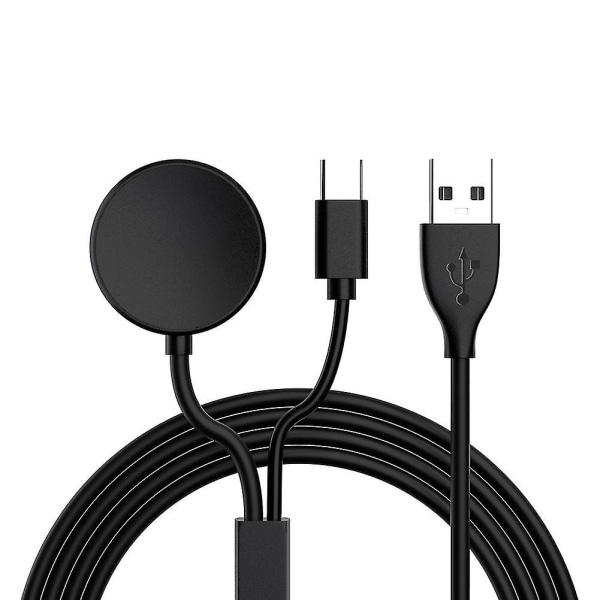 2-i-1 Trådløs Lader for Galaxy Watch Active 2 USB Hurtiglading Kabel 100cm Smartklokke Tilgang