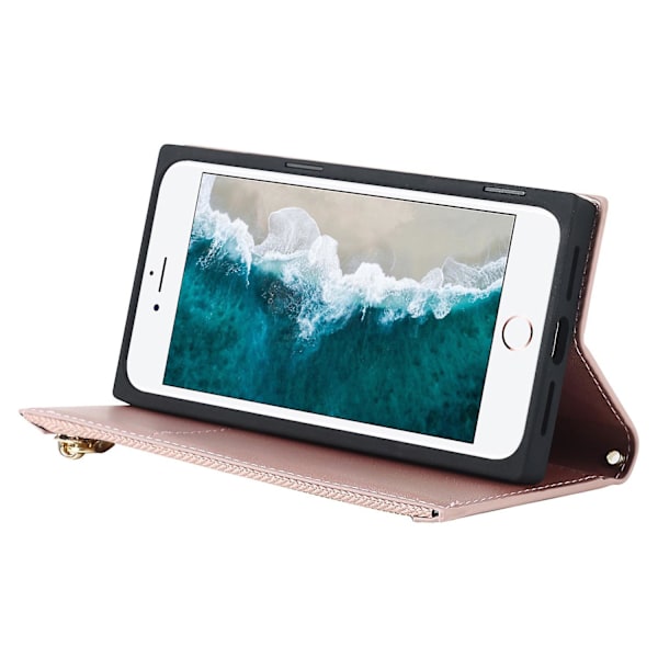 Imprinted Phone Stand Case Zipper Pocket Wallet Cover för iPhone 7/8 4.7 tum/SE (2020)/SE (2022)