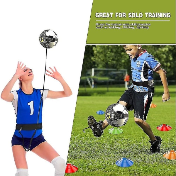 Fodbold Speed ​​Agility Træningssæt, Agility Ladder, 12 Sports Kegler og Fodbold Kick Trainer, Fodbold træningsudstyr Fodarbejdsøvelser til børn A
