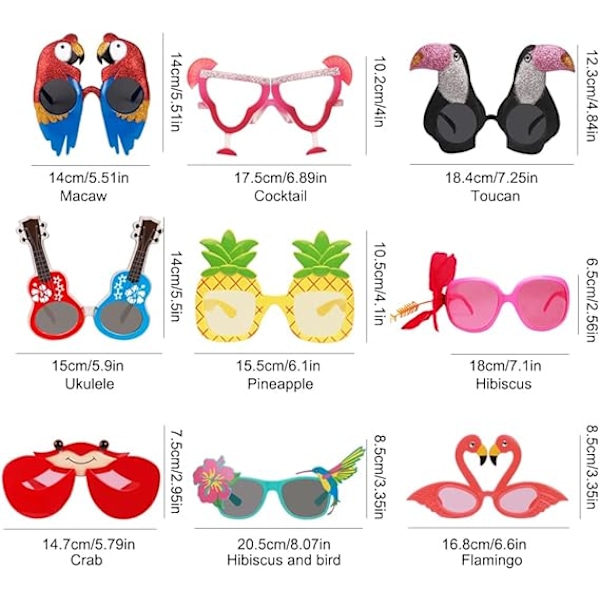 Party Solglasögon - Roliga Hawaiiglasögon, Tropiska Maskeradfavörer, Roliga Sommarfest Foto Rekvisita, Nya Festtillbehör Dekorationer