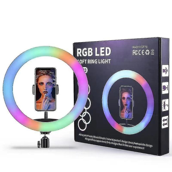 Selfie Flash Dæmpbar 10 Rgb Led Ring Light With Tripod Stand & Phone Holder