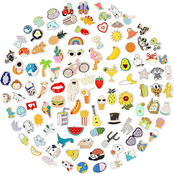 30-pack Emaljerade Nålbadges - Cartoon Brosch Dekoration Lapel Nål Färgade Metall Nålbadges Lämpliga för Väskor, Kläder, Hattar, DIY, Presenter (Slumpade Stilar)
