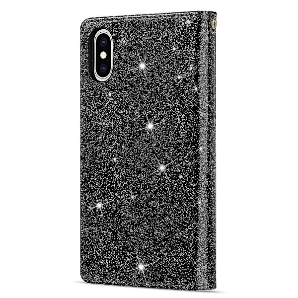 Glitter Dragkedja Läderfodral till iPhone Xs Max